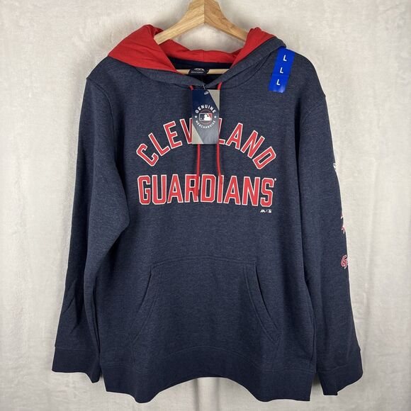 Cleveland Guardians Majestic Pullover Hoodie Blue Size Large NWT - Picture 1 of 6